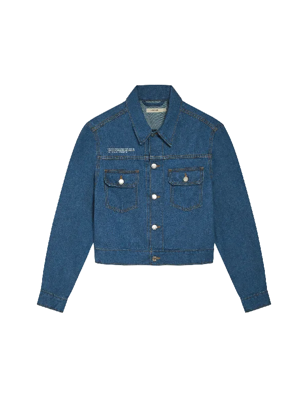 Jackets For Personalized Tournament Gear-Mens Cropped Hemp Denim Jacket—mid wash