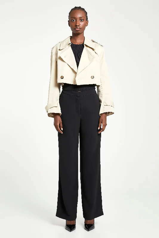 Jackets For Team Fundraising-Cropped Cotton Trench - Stone