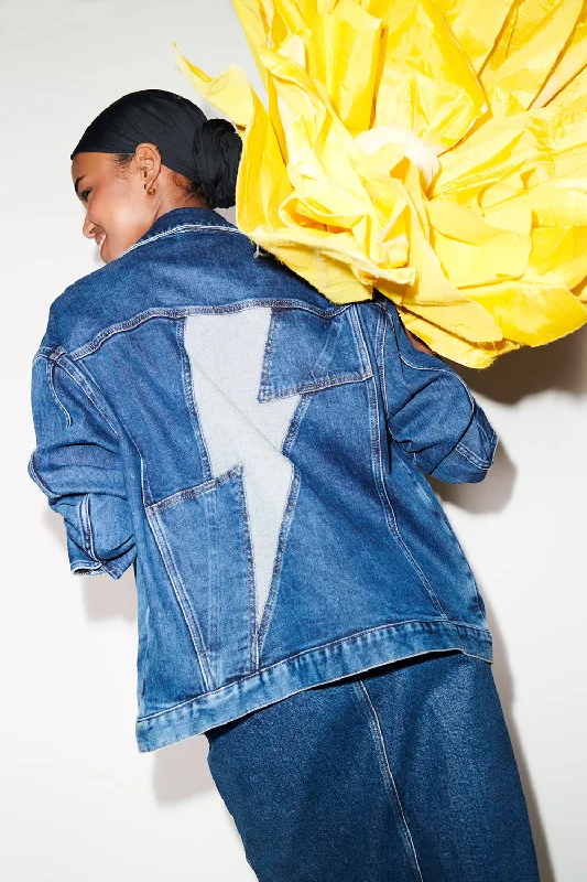 Jackets For Exclusive Custom Fan Gear-Indigo Wash Oversized Denim Jacket