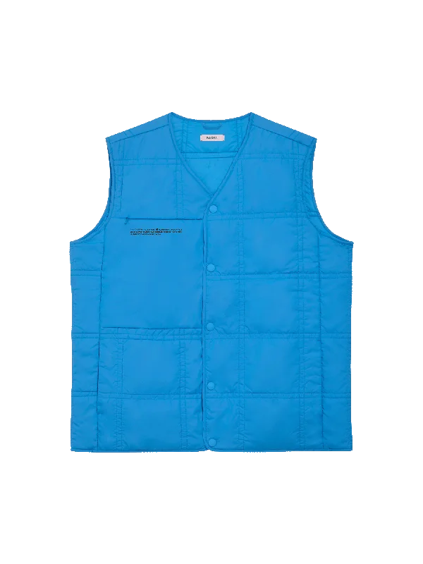 Jackets For High School Fan Merchandise-Womens Flower-Warmth Quilted Gilet—cerulean blue