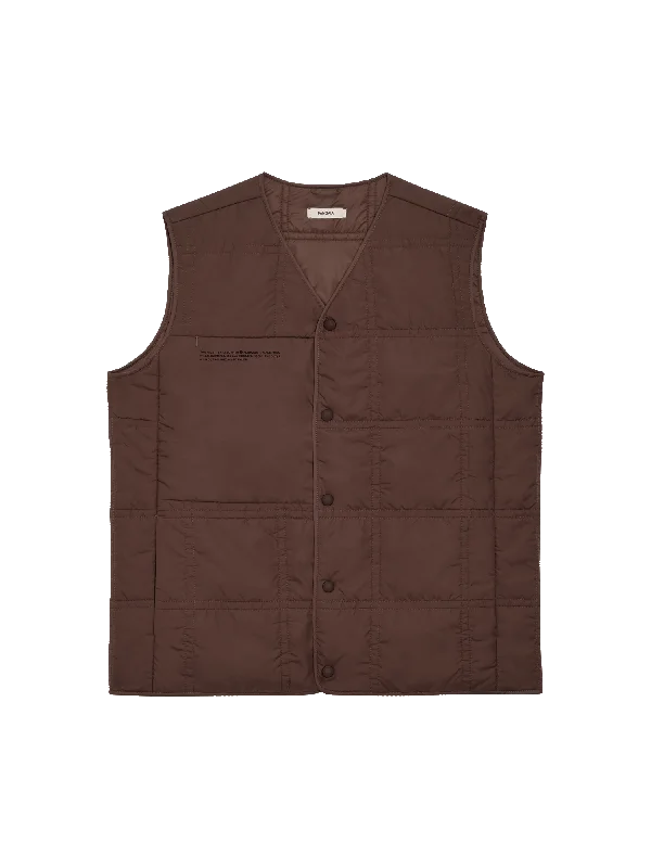 Jackets For Fundraising Merchandise-Mens Flower-Warmth Quilted Gilet—chestnut brown