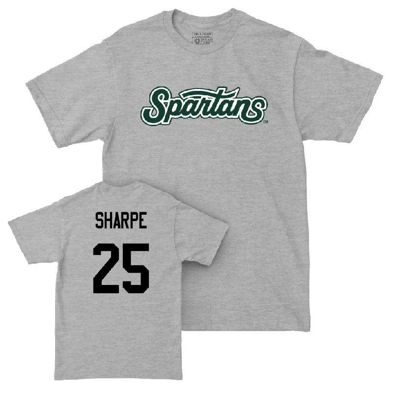 T-Shirt For High School Customization-Sport Grey Baseball Script Tee   - Reggie Sharpe