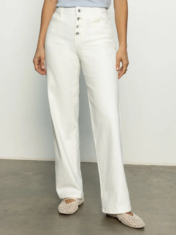 Pants For Team Spirit Merchandise-Luna Cuffed Jeans Bleached White