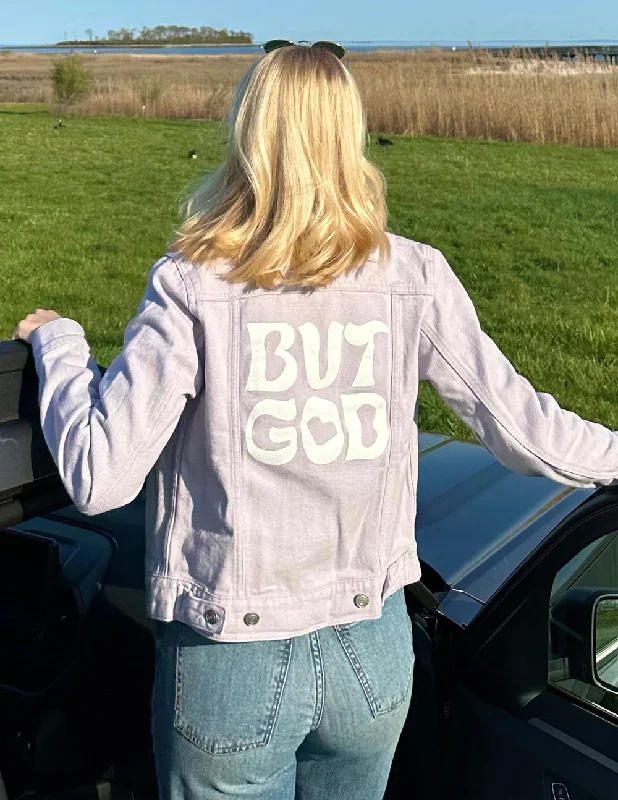 Jackets For Sale-But God Cropped Denim Jacket