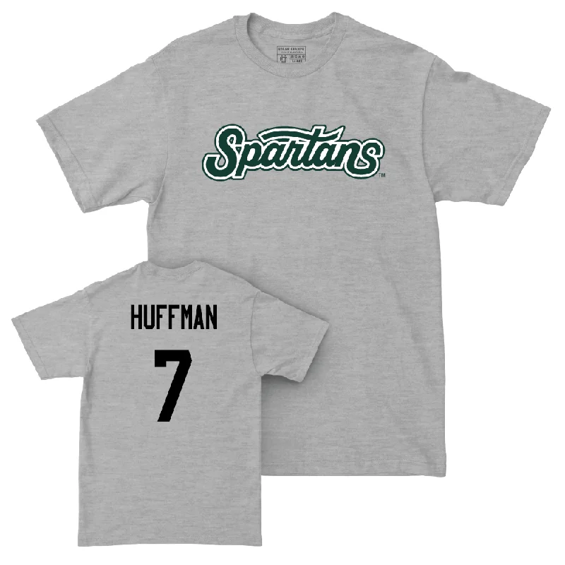 T-Shirt For Professional Fan Gear-Sport Grey Baseball Script Tee   - Jaxon Huffman