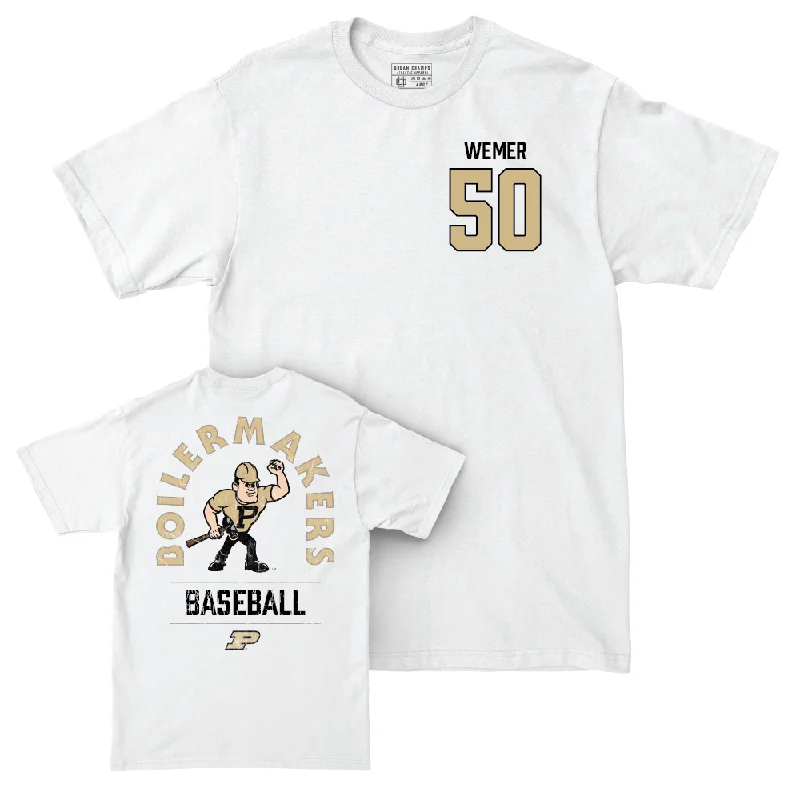 T-Shirt For Tournament Custom Orders-Baseball White Mascot Comfort Colors Tee     - Kale Wemer