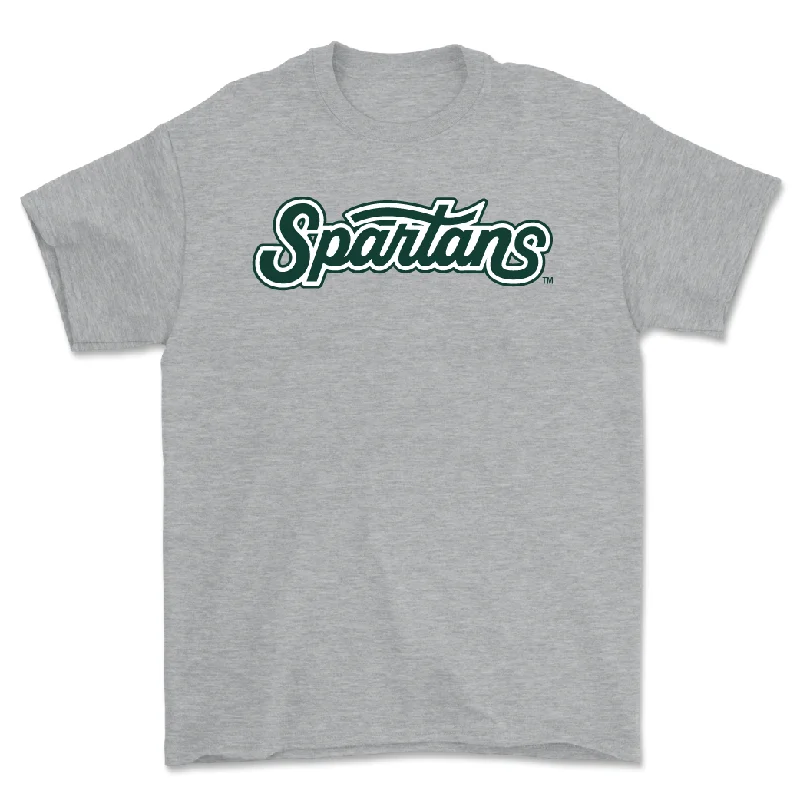 T-Shirt For Promotional Sales-Sport Grey Baseball Script Tee - Ryan Szczepaniak