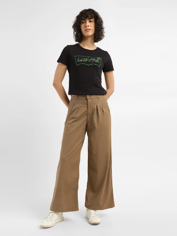 Pants For Personalized Tournament Gear-Women's High Rise Tan Wide Leg Trousers