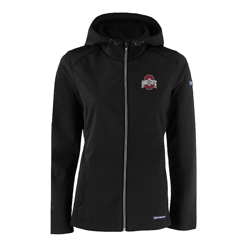 Jackets For Special Edition Team Orders-Ladies Ohio State Buckeyes Cutter & Buck Eco Softshell Full Zip Black Jacket