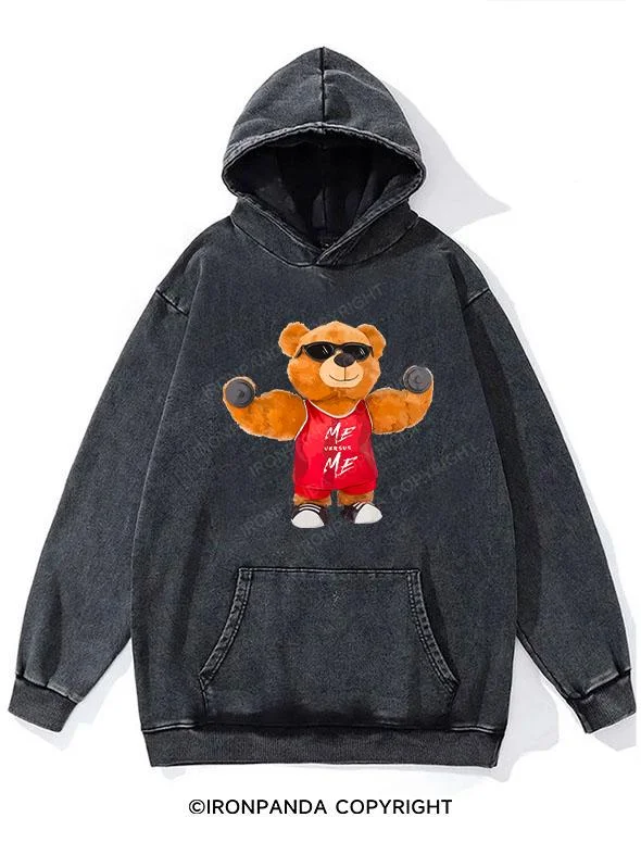 Hoodie For Game Day Merchandise-workout bear Washed Gym Hoodie