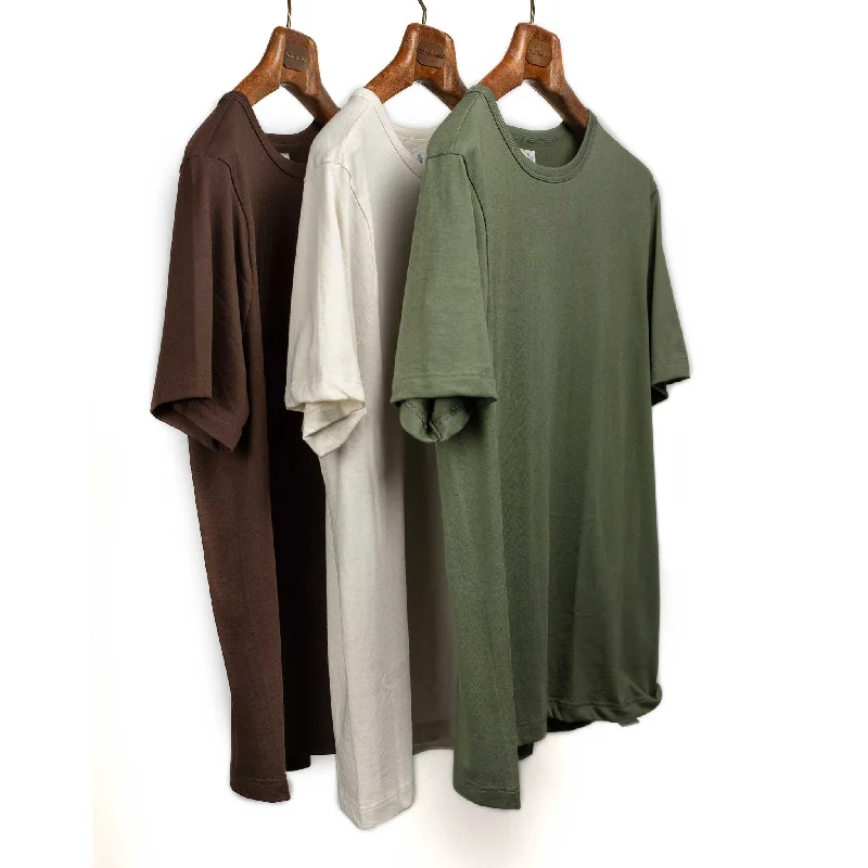 T-Shirt For League Orders-Special box set of 3 1950s crew neck t-shirts in natural, chocolate brown and military green