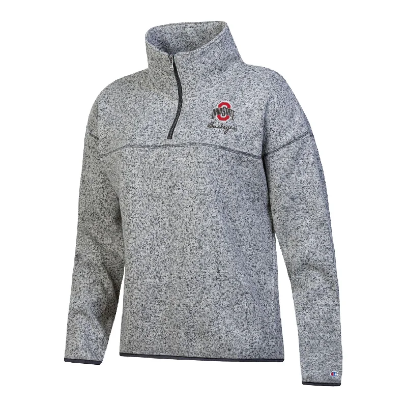 Jackets For Custom Promotional Orders-Ladies Ohio State Buckeyes 1/4 Champion Zip Gray Jacket