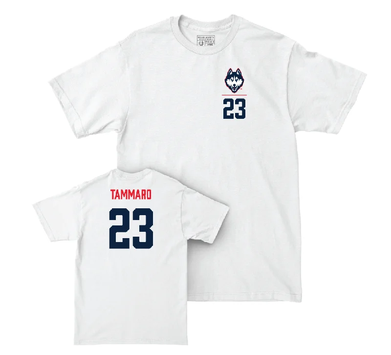 T-Shirt For Team Logo Customization-UConn Baseball Logo White Comfort Colors Tee - Paul Tammaro | #23