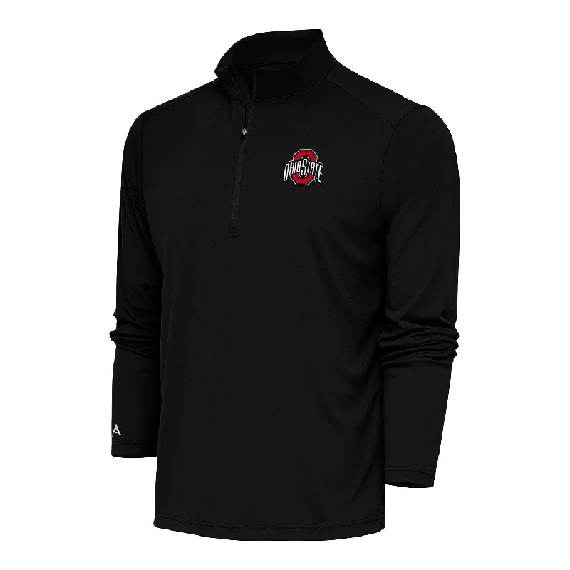 Jackets For Custom Team Player Recognition-Ohio State Buckeyes Tribute 1/4 Zip Black Jacket