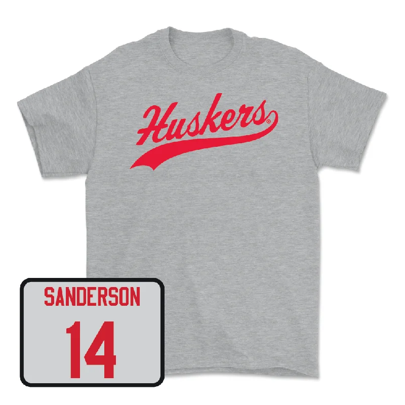 T-Shirt For Special Player Editions-Sport Grey Baseball Script Tee  - Case Sanderson