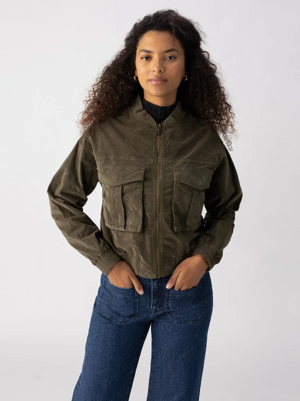 Jackets For Personalized Gifts-Corduroy Surplus Bomber Jacket Burnt Olive