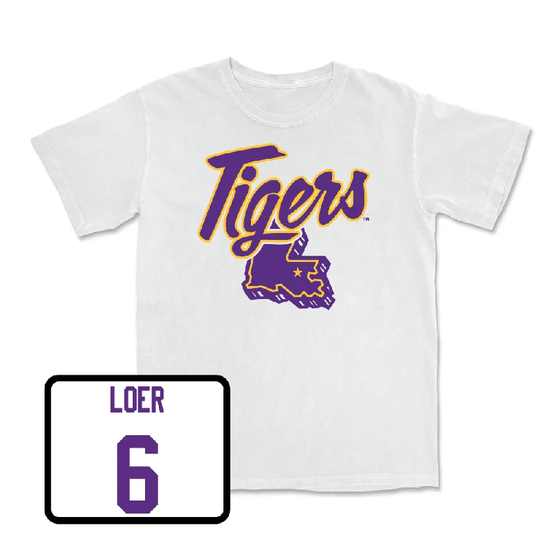 T-Shirt For Tournament Team Apparel-Baseball White Tiger State Tee - Justin Loer