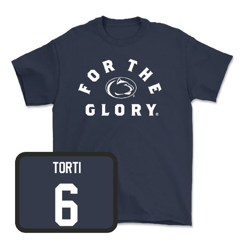 T-Shirt With Custom Numbering-Navy Baseball For The Glory Tee - Ty Torti