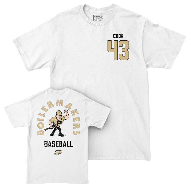 T-Shirt For Player Customization-Baseball White Mascot Comfort Colors Tee - Avery Cook | #43