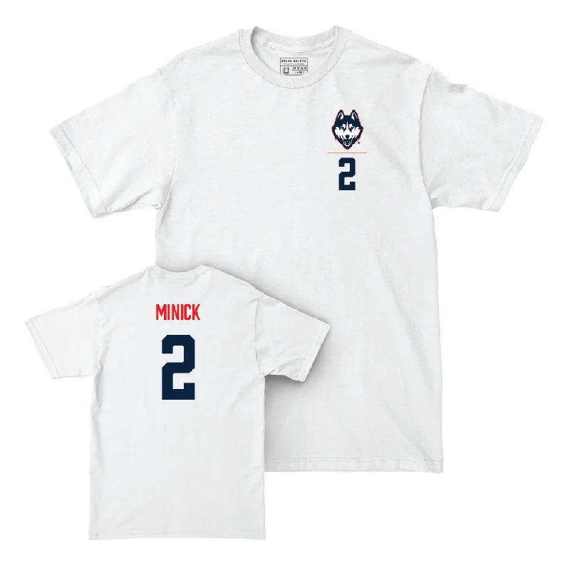 T-Shirt For Personalized Game Day Gear-UConn Baseball Logo White Comfort Colors Tee - Tyler Minick | #32