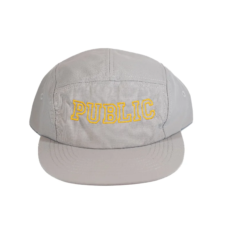 Hat For Alumni Gear-PUBLIC SKATESHOP - "ACADEMY" 5 PANEL HAT (LIGHT GREY)