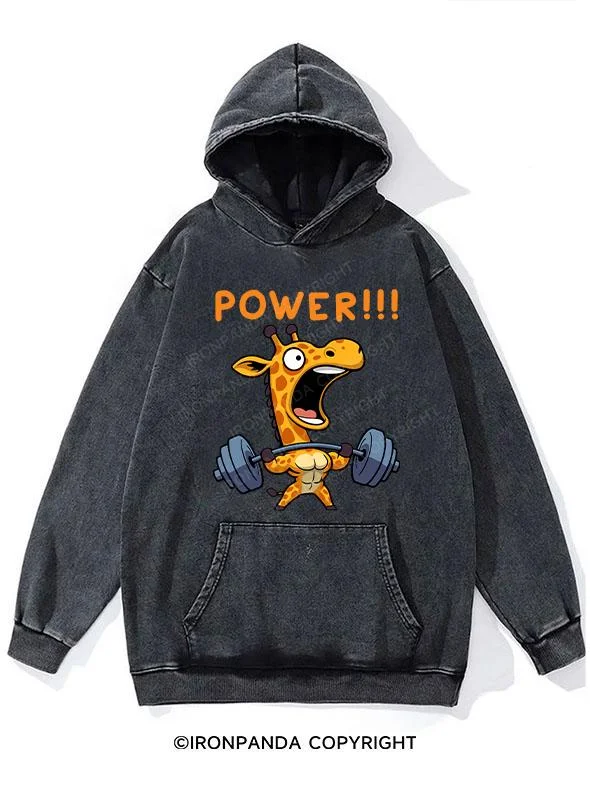 Hoodie With Custom Text-giraffe power Washed Gym Hoodie