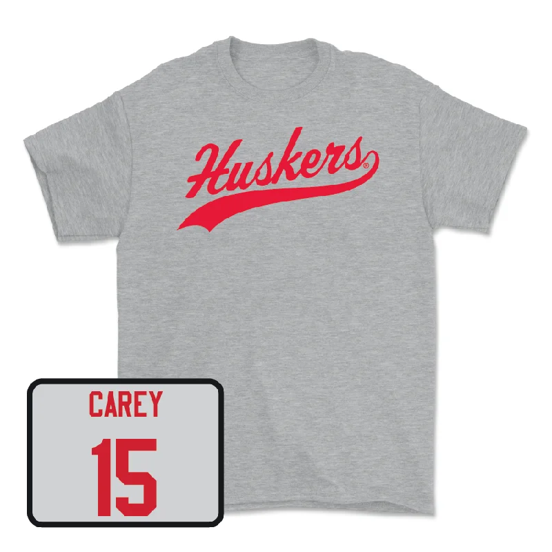 T-Shirt For Softball Fan Custom Gear-Sport Grey Baseball Script Tee - Dylan Carey