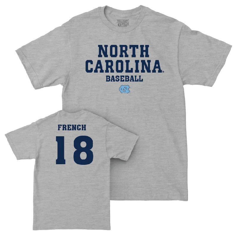 T-Shirt For Team Logo Customization-UNC Baseball Sport Grey Staple Tee  - Carter French