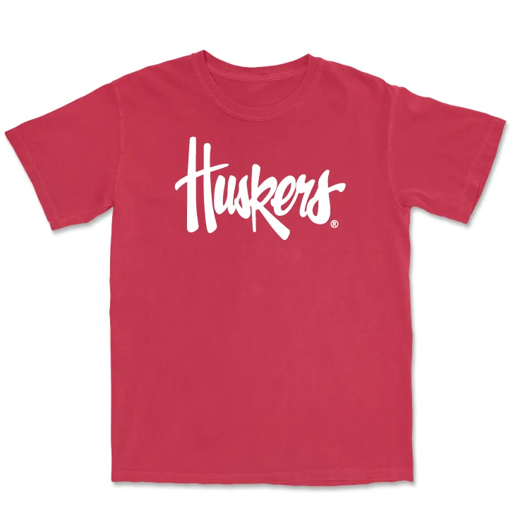 T-Shirt For Custom Fan Clothing-Red Baseball Huskers Tee  - Jalen Worthley