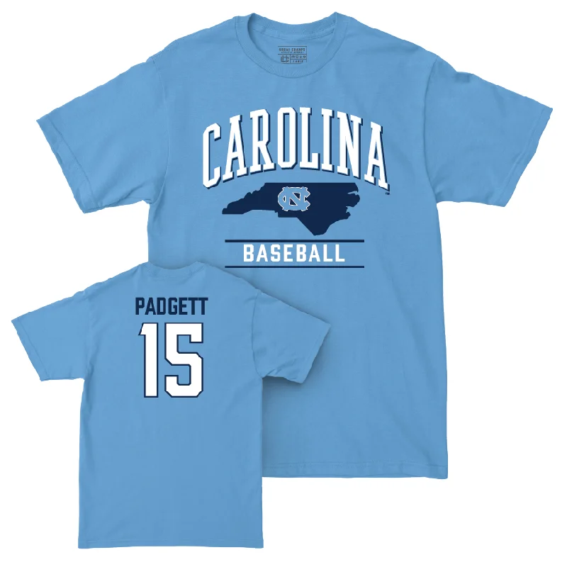 T-Shirt For Event And Tournament Gear-UNC Baseball Carolina Blue Arch Tee  - Cameron Padgett