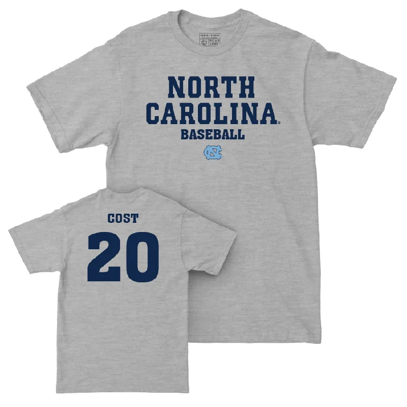 T-Shirt For Custom Merchandise Orders-UNC Baseball Sport Grey Staple Tee   - Kaleb Cost