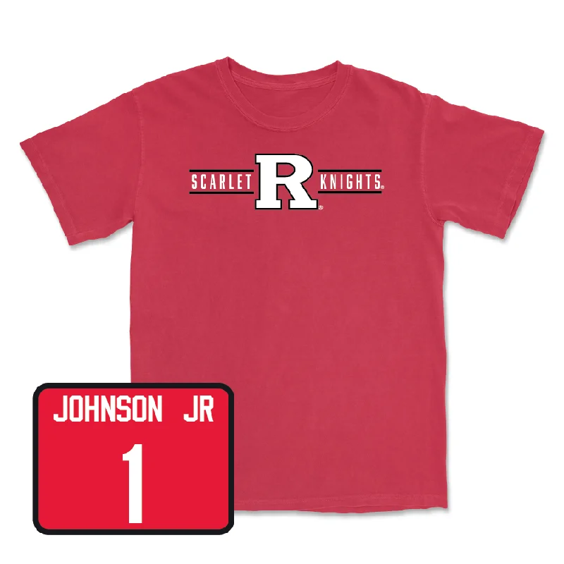 T-Shirt With Team Logo Embroidery-Red Baseball Scarlet Knights Tee - RJ Johnson Jr