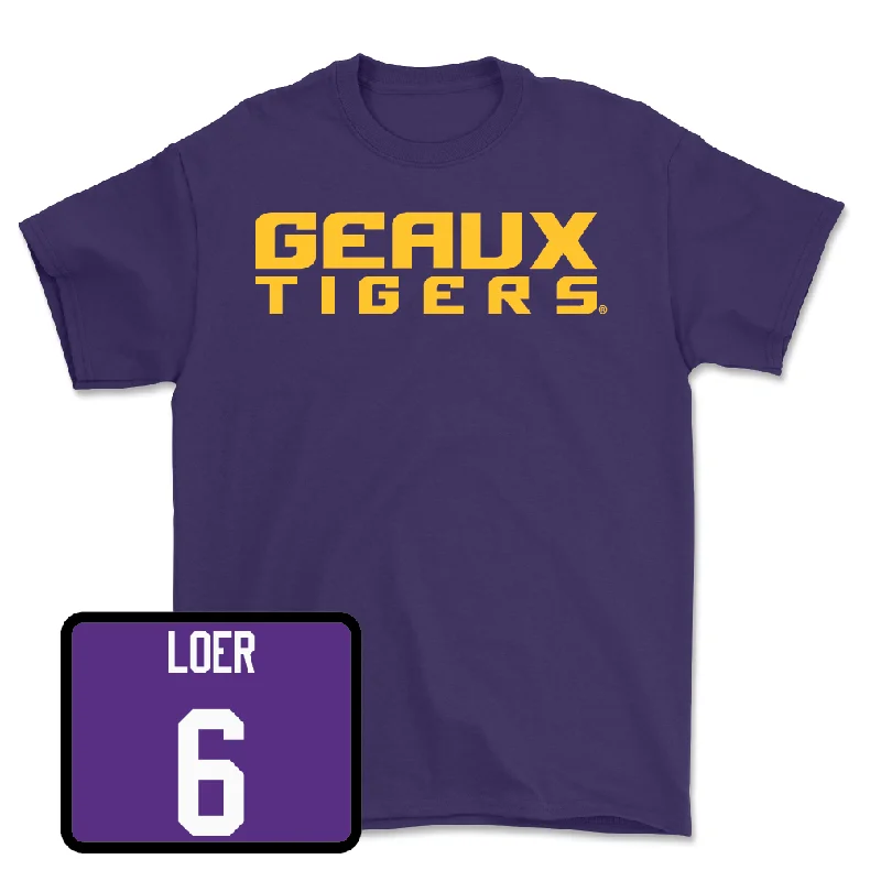 T-Shirt For Special Fan Custom Orders-Baseball Purple Geaux Tee - Justin Loer