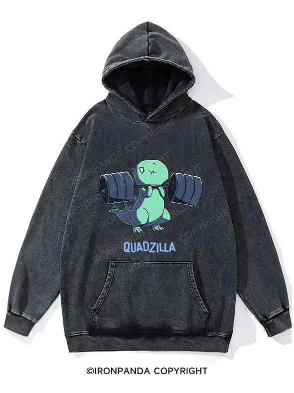 Hoodie For Professional Fan Gear-QUADZILLA Washed Gym Hoodie