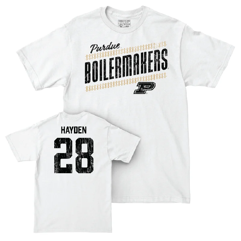 T-Shirt For Player Number Customization-Baseball White Slant Comfort Colors Tee    - Enas Hayden