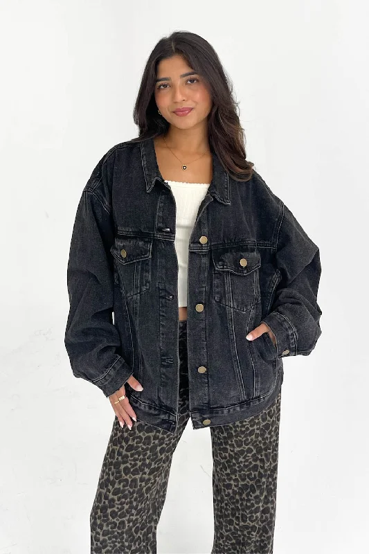 Jackets For Professional Fan Customization-Midtown Denim Jacket in Charcoal