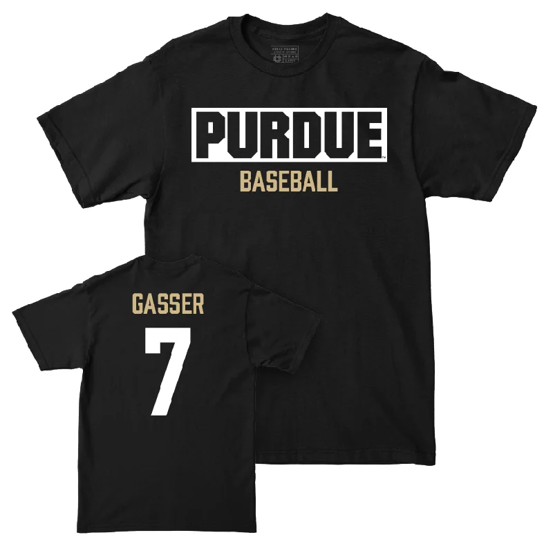 T-Shirt For Personalized High School Gear-Baseball Black Staple Tee  - Camden Gasser