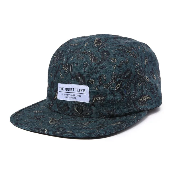 Hat For Group Custom Fan Orders-The Quiet Life Paisley Floral 5 Panel Camper Hat - Forest Green