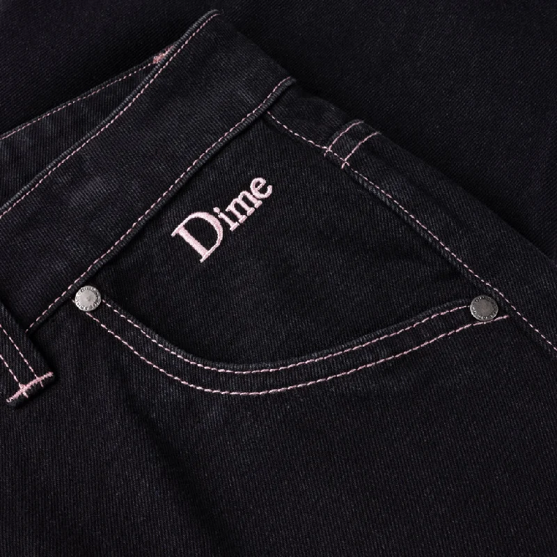 Pants With Custom Numbering-Dime Classic Relaxed Denim Pants - Black/Contrast Stitch