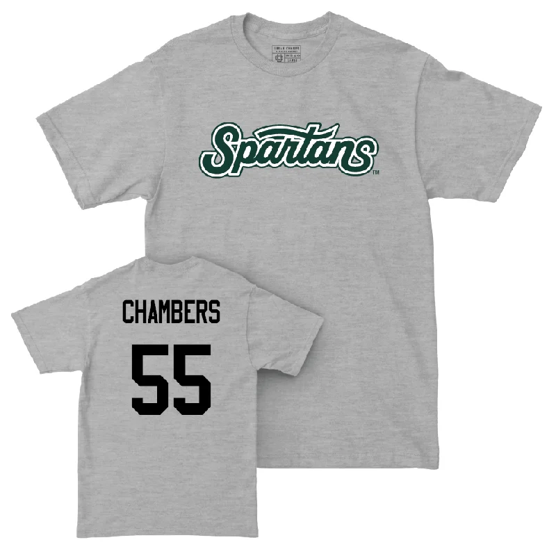 T-Shirt For Special Edition Fan Gear-Sport Grey Baseball Script Tee   - Brady Chambers