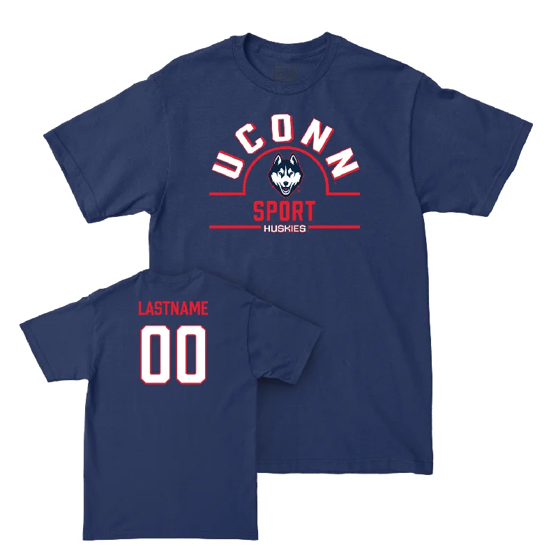 T-Shirt For Promotional Sales-UConn Baseball Arch Navy Tee  - Kieran Finnegan