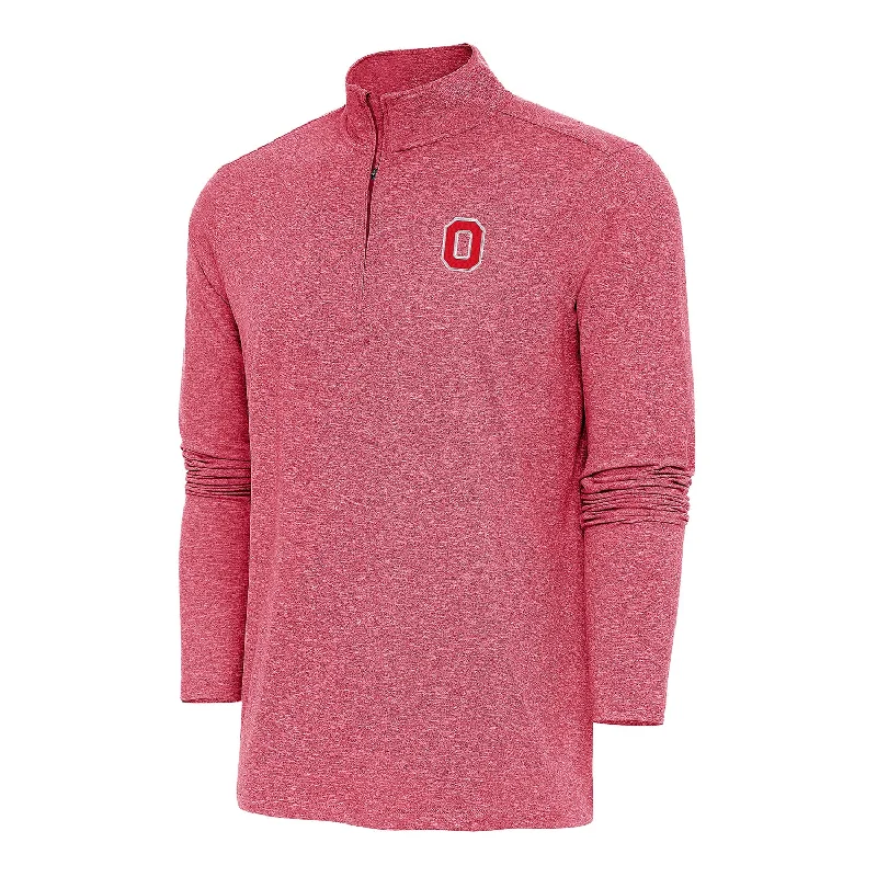 Jackets For Custom Merchandise Orders-Ohio State Buckeyes Hunk 1/4 Zip Heather Scarlet Pullover Jacket