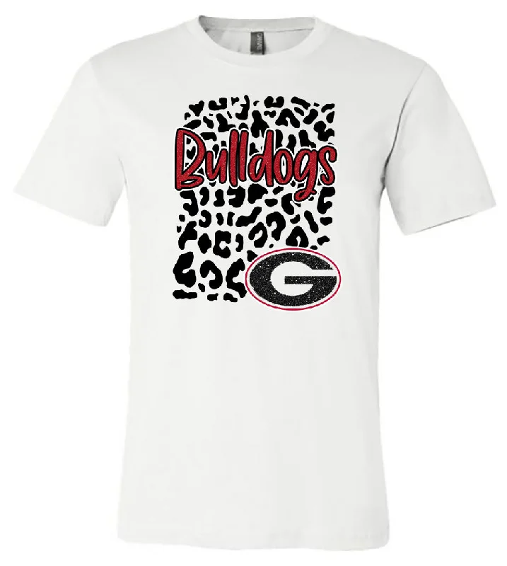 T-Shirt For Sale-Georgia Bulldogs Leopard - White Short/Long Sleeve Tee