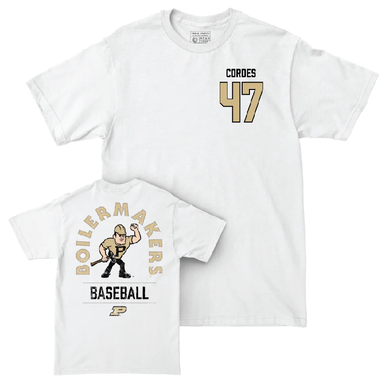 T-Shirt For Youth Leagues-Baseball White Mascot Comfort Colors Tee     - Henry Cordes