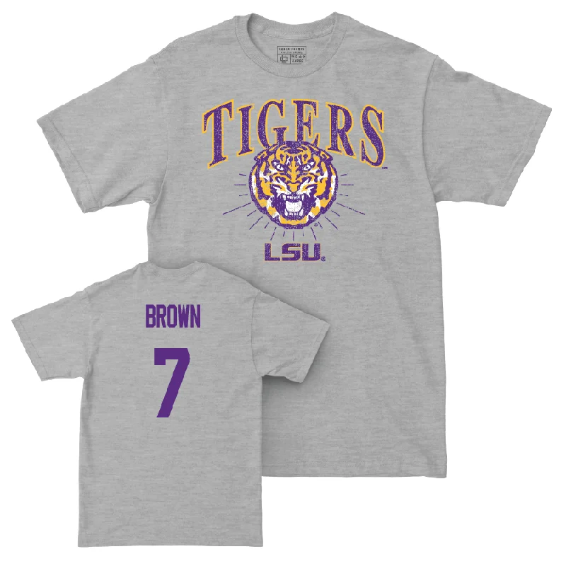 T-Shirt For Official Merchandise Customization-Baseball Sport Grey Tigers Tee - Jake Brown