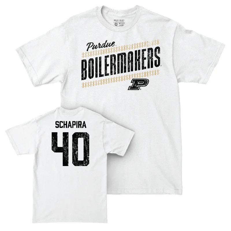 T-Shirt With Custom Fan Designs-Baseball White Slant Comfort Colors Tee - Calvin Schapira | #40