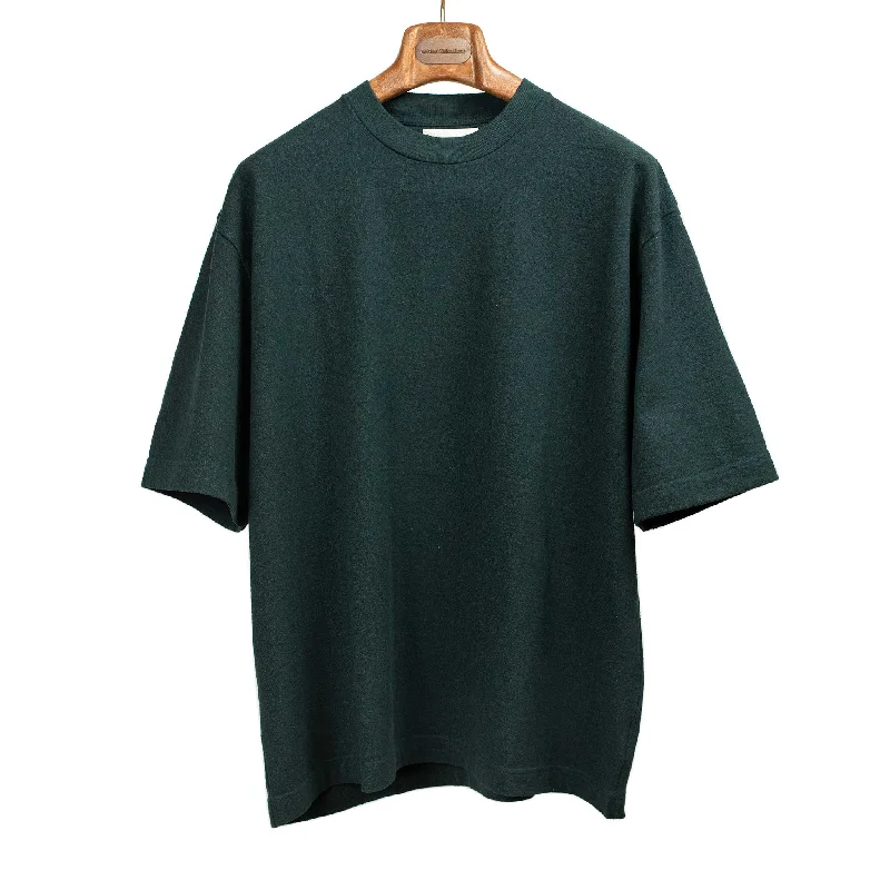 T-Shirt For Player Number Customization-Crewneck tee in deep bottle green neppy cotton and silk