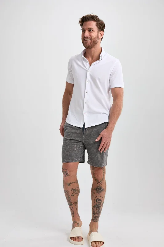 Shorts For High-Quality Team Merchandise-Grey Acid-Washed Short