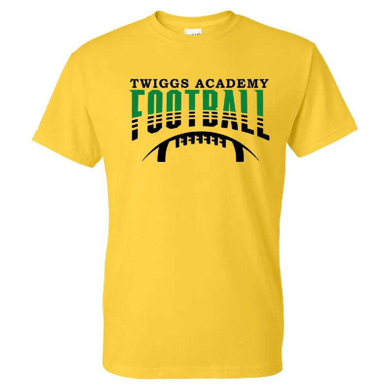 T-Shirt For Custom Apparel Fundraisers-Twiggs Academy - Twiggs Academy Football Sliced Letters - Yellow (Tee/Drifit/Hoodie/Sweatshirt)