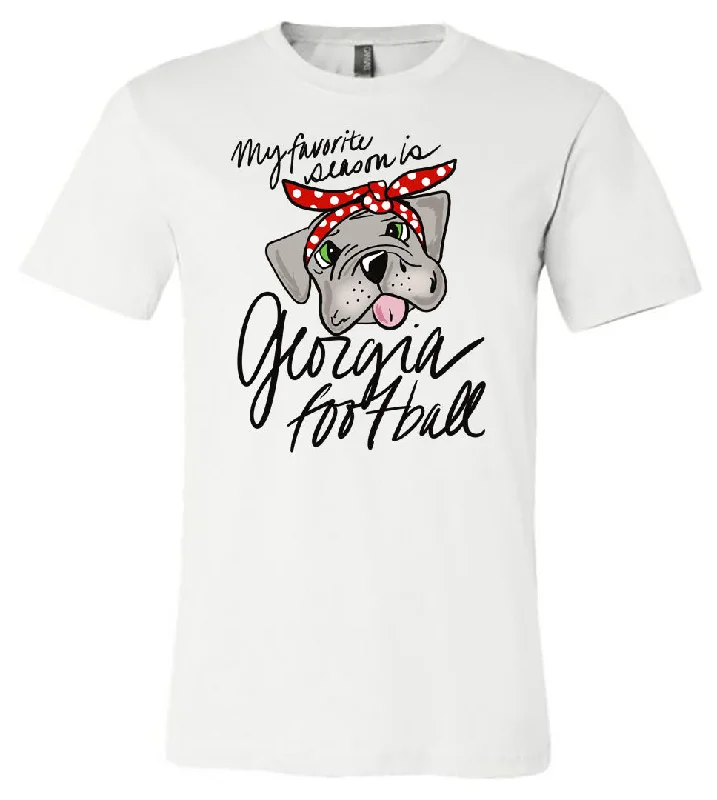 T-Shirt For Youth Teams-My Favorite Season is Georgia Football - White Tee